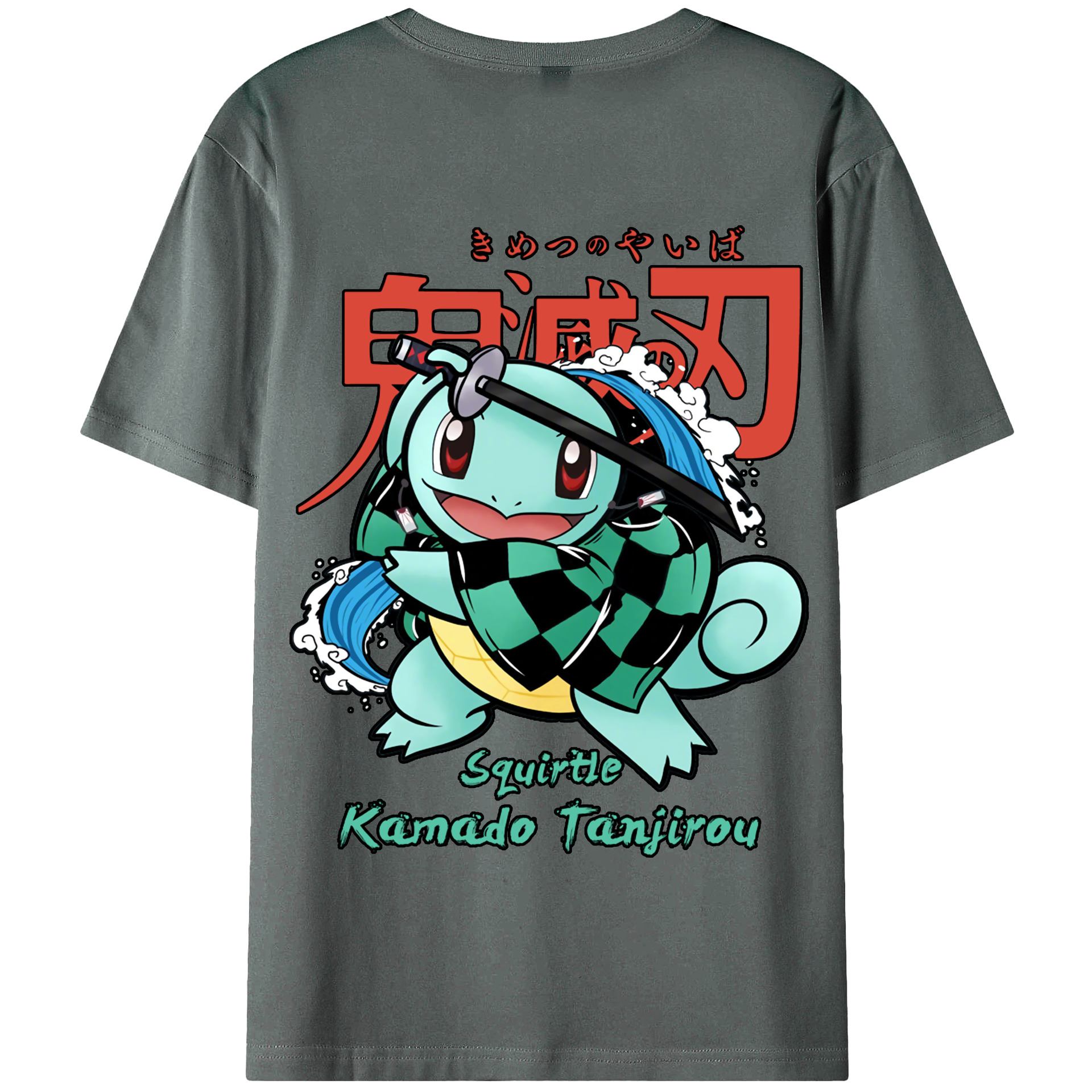 （画像用） 鬼滅の刃 竈門 炭治郎／かまど たんじろう Kamado Tanjirou 綿100％半袖Tシャツ（背面プリント）